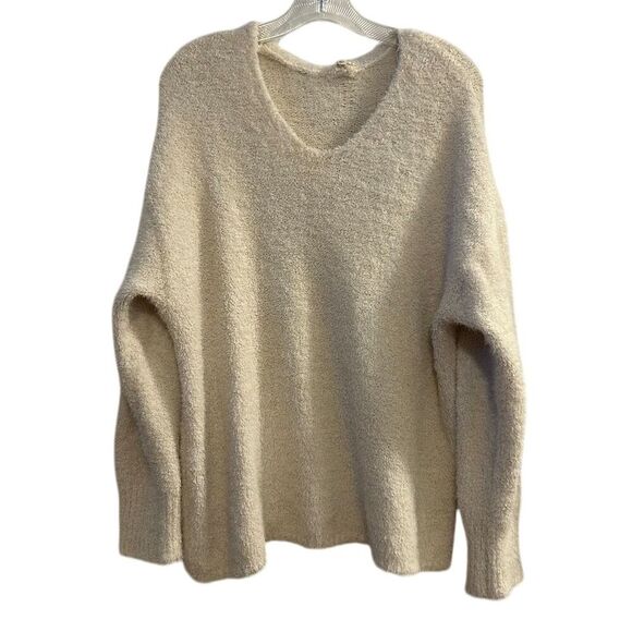 Cotton Bleu Women's XL Off White  Oversized V-Neck Pullover Sweater - Picture 1 of 10